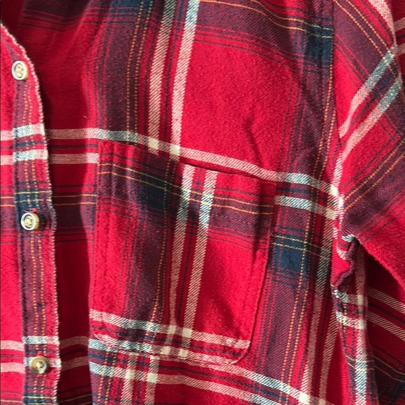 Hollister Red Plaid Button-Up Pocket Ladies Shirt - XS - Picture 3 of 4